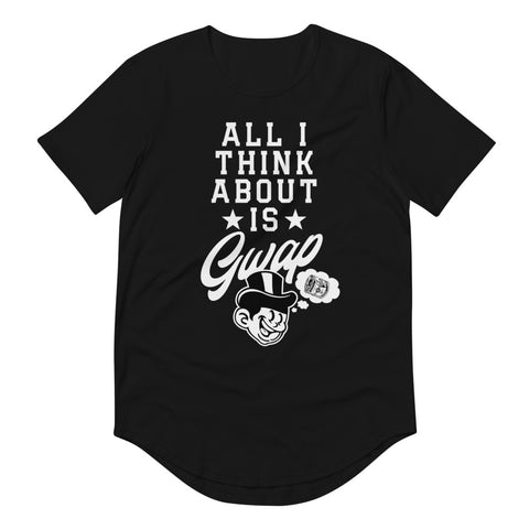 "All I Think About is Guap" Men's Curved Hem T-Shirt